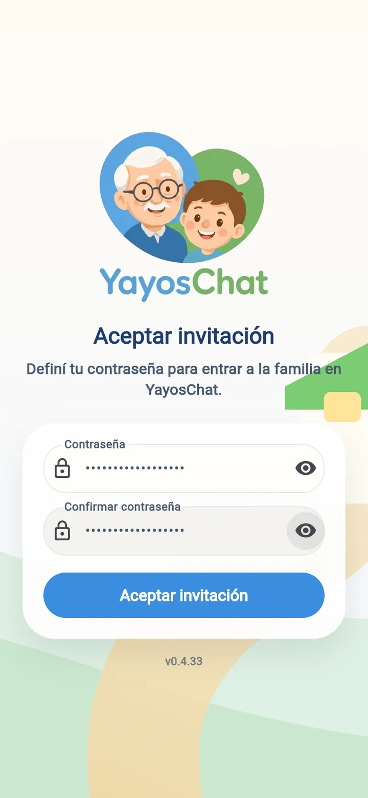 Elige su contraseña y la confirma.